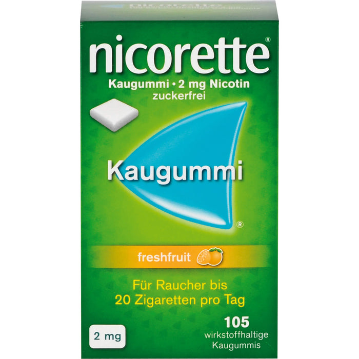 nicorette Kaugummi freshfruit 2 mg Reimport Pharma Gerke, 105 pc Gomme à mâcher