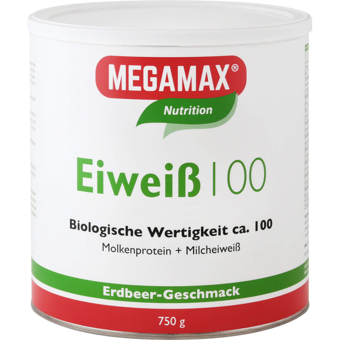 MEGAMAX Nutrition Eiweiß 100 Pulver Erdbeer-Geschmack, 750 g Poudre