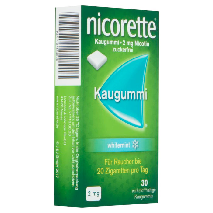 Nicorette whitemint 2 mg Kaugummi, 30 St. Kaugummi