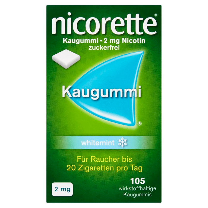 nicorette 2 mg whitemint Kaugummi für Raucher, 105 pc Gomme à mâcher