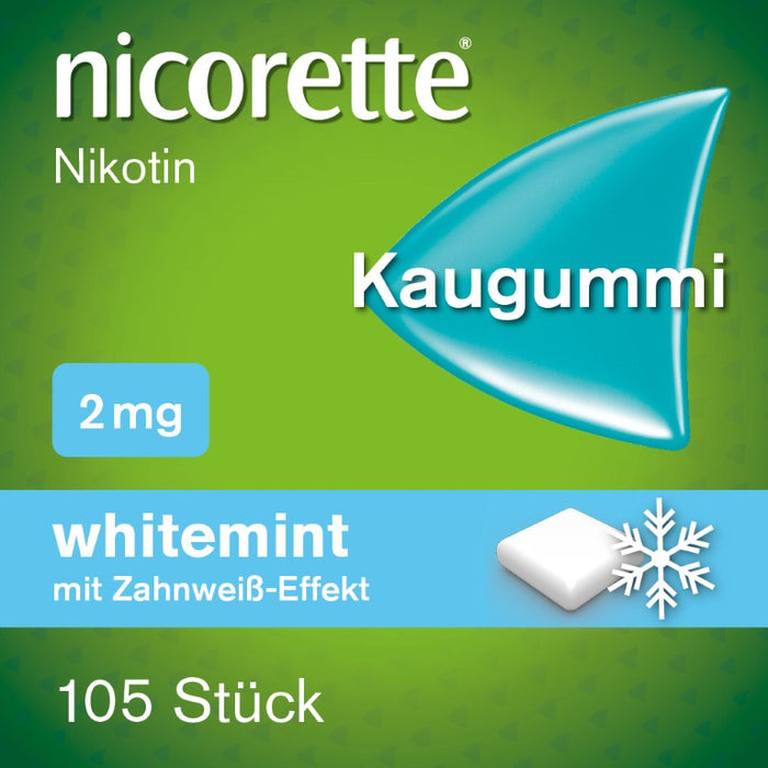 nicorette 2 mg whitemint Kaugummi für Raucher, 105 pc Gomme à mâcher