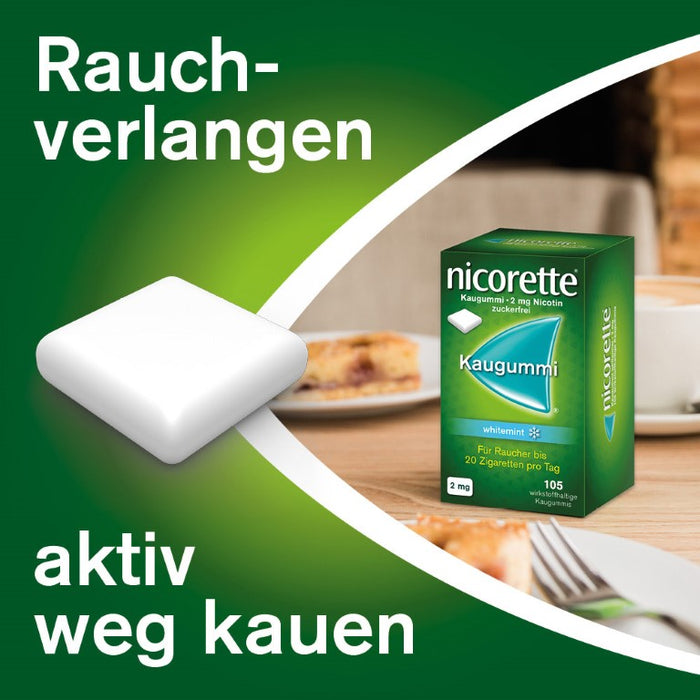 nicorette 2 mg whitemint Kaugummi für Raucher, 105 pcs. Chewing gum