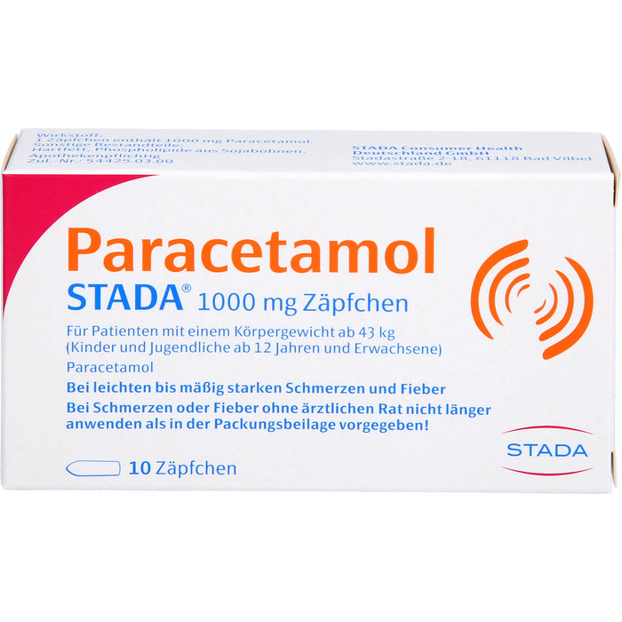 Paracetamol STADA 1000 mg Zäpfchen, 10 pcs. Suppositories