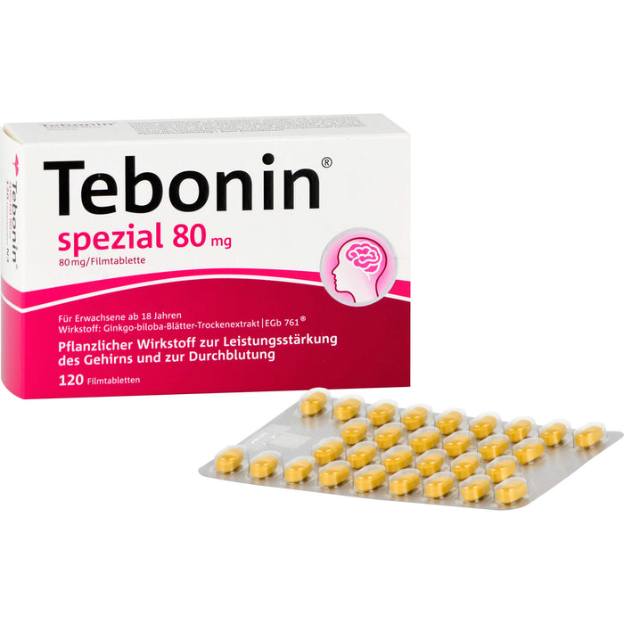 Tebonin spezial 80 mg Filmtabletten zur Leistungsstärkung des Gehirns und zur Durchblutung, 120 pcs. Tablets