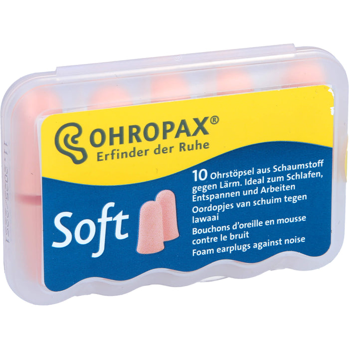 OHROPAX Soft weiche Ohrstöpsel aus Schaumstoff, 10 pc Bouchons d'oreilles