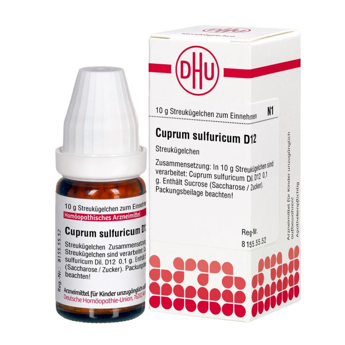 Cuprum sulfuricum D12 DHU Globuli, 10 g Globuli