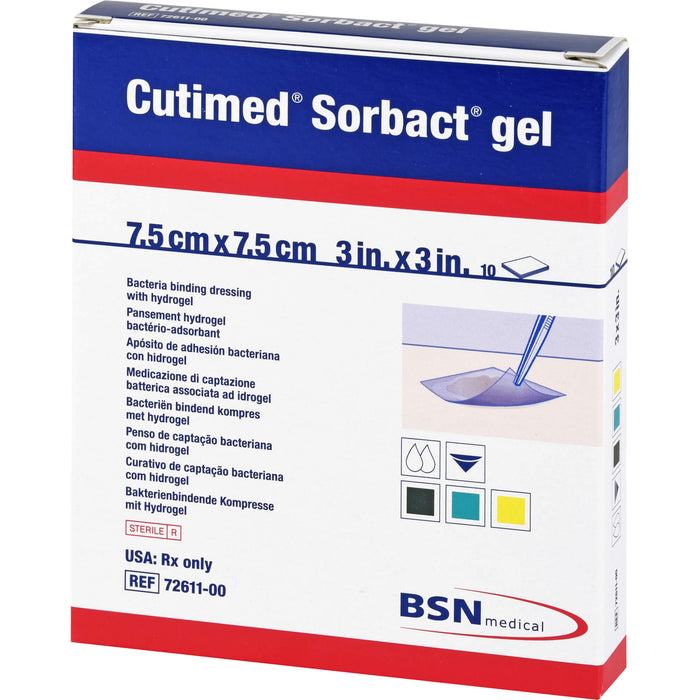 CUTIMED Sorbact Gel Kompressen 7,5x7,5cm, 10 St KOM