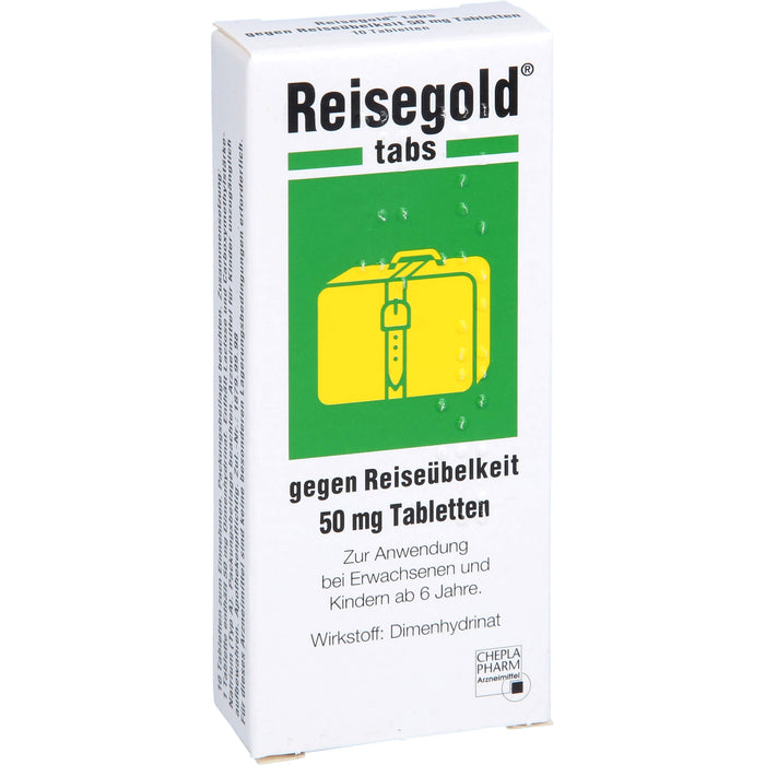 Reisegold tabs Tabletten gegen Reiseübelkeit, 10 pc Tablettes