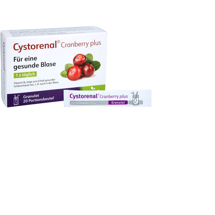 QUIRIS Cystorenal Cranberry plus Pulver für eine gesunde und starke Blase, mit Kürbiskernextrakt, Vitamin B2 und C, 20 pc Sachets