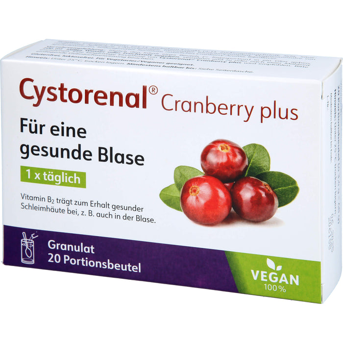 QUIRIS Cystorenal Cranberry plus Pulver für eine gesunde und starke Blase, mit Kürbiskernextrakt, Vitamin B2 und C, 20 pc Sachets