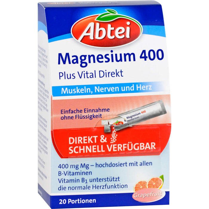 Abtei Magnesium 400 Plus Vital Direkt Granulat, 20 St. Beutel