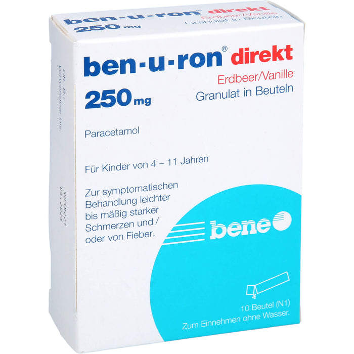 Ben-u-ron direkt Erdbeer/Vanille 250 mg Granulat, 10 St. Beutel