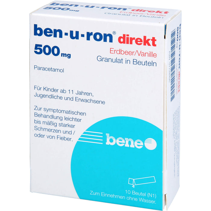 ben-u-ron direkt 500 mg Granulat Erdbeer/Vanille, 10 St. Beutel