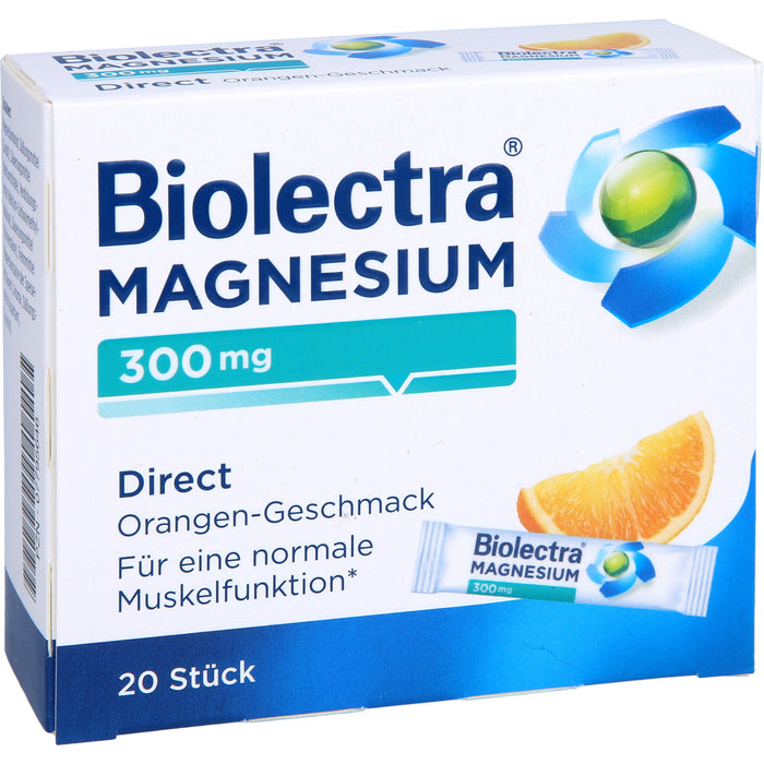 Biolectra Magnesium 300 mg direct Orangengeschmack Pellets in Sticks , 20 pc Sachets