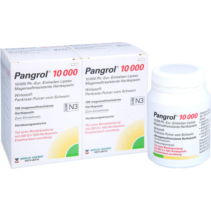 Pangrol 10 000 Ph.-Eur.-Einheiten Lipase Hartkapseln Verdauungsenzyme, 200 pcs. Capsules