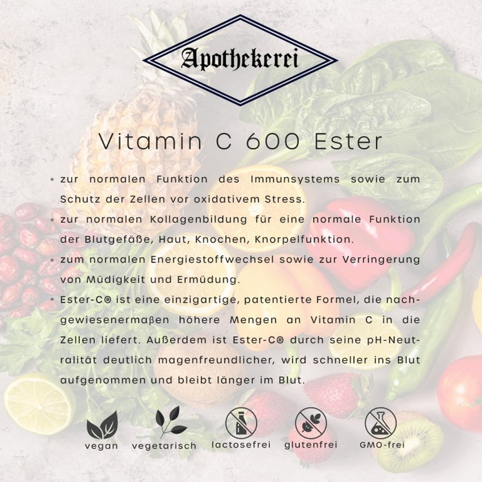 Apothekerei Vitamin C 600 mit OPC, Rutin und Quercetin, 30 pcs. Capsules