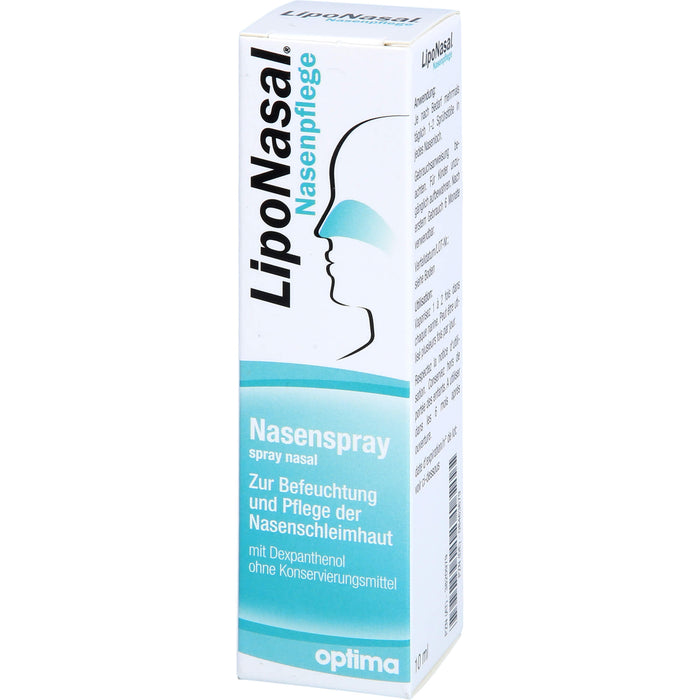 LipoNasal Nasenpflege, Nasenspray zur Befeuchtung und Pflege der Nasenschleimhaut, mit Dexpanthenol, ohne Konservierungsmittel, 10 ml Lösung