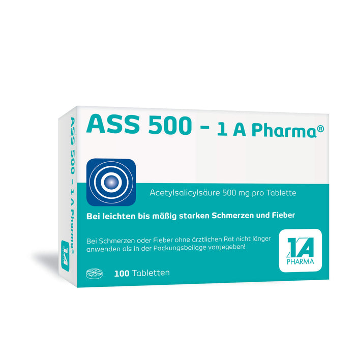 ASS 500 - 1 A Pharma Tabletten bei Schmerzen und Fieber, 100 pc Tablettes