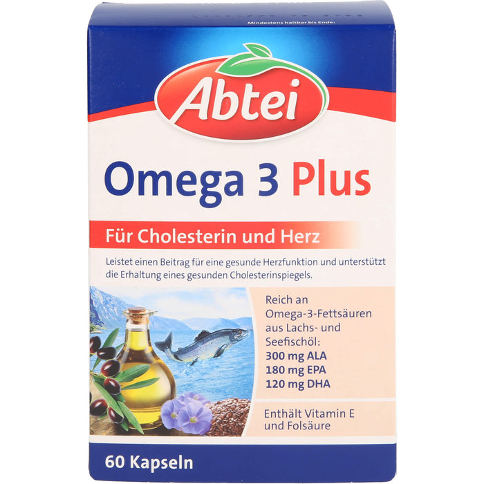 Abtei Omega 3-6-9 Lachsöl+Leinöl+Olivenöl, 60 St KAP