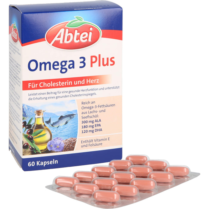 Abtei Omega 3-6-9 Lachsöl+Leinöl+Olivenöl, 60 St KAP