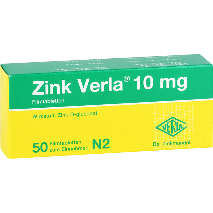 Zink Verla 10 mg Filmtabletten, 50 pc Tablettes