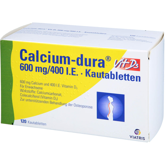 Calcium-dura Vit D3 600 mg/400 I.E., Kautabletten, 120 St KTA