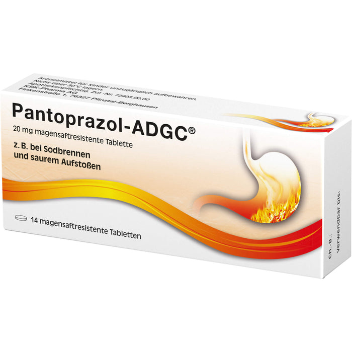 Pantoprazol-ADGC 20 mg Tabletten bei Sodbrennen, 14 pc Tablettes