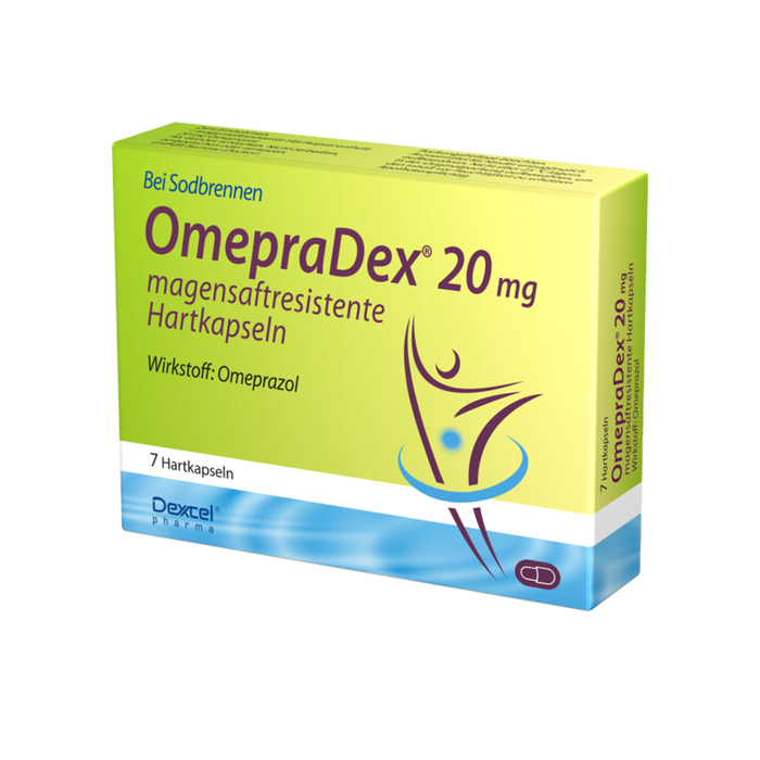 OmepraDex 20 mg Kapseln bei Sodbrennen, 7 pc Capsules