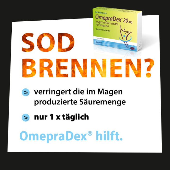 OmepraDex 20 mg Kapseln bei Sodbrennen, 7 St. Kapseln