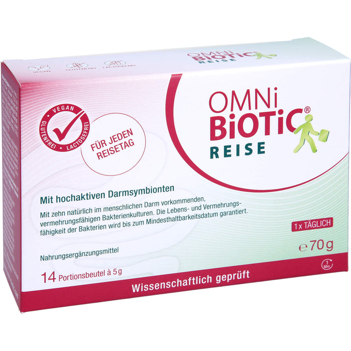 OMNi-BiOTiC Reise mit aktiven und vermehrungsfähigen Darmsymbionten für Reisen, 14 pc Sachets