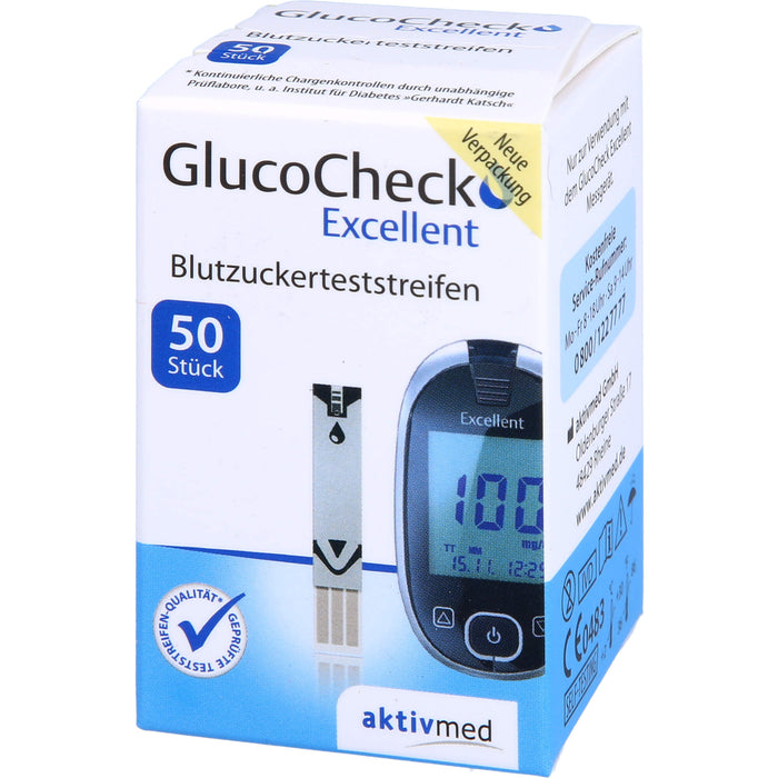 GlucoCheck Excellent Teststreifen, 50 pc Bandelettes réactives