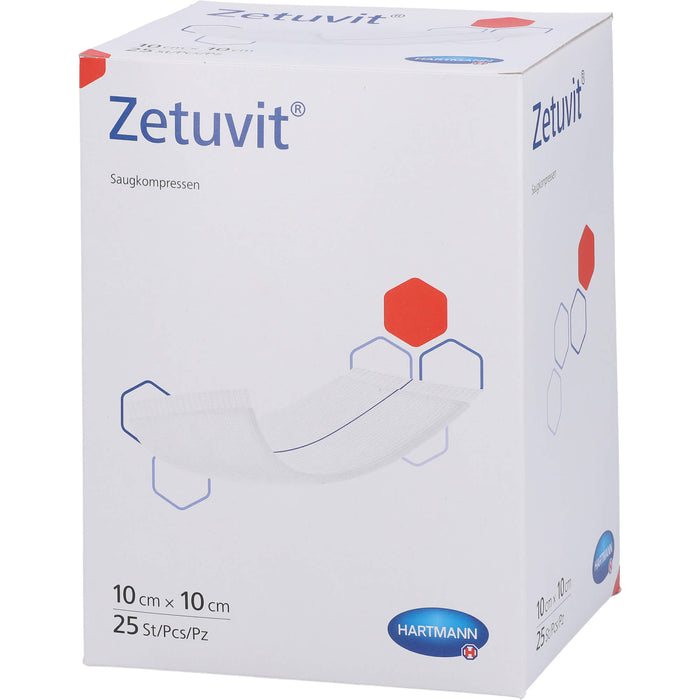 ZETUVIT Saugkompresse steril 10x10cm, 25 St KOM