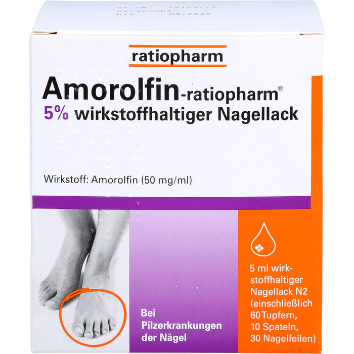 Amorolfin-ratiopharm 5% wirkstoffhaltiger Nagellack, 5 ml Vernis à ongles contenant une substance active