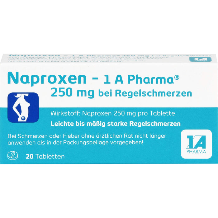 Naproxen - 1 A Pharma 250 mg Tabletten bei Regelbeschwerden, 20 pc Tablettes