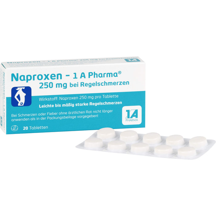 Naproxen - 1 A Pharma 250 mg Tabletten bei Regelbeschwerden, 20 pcs. Tablets