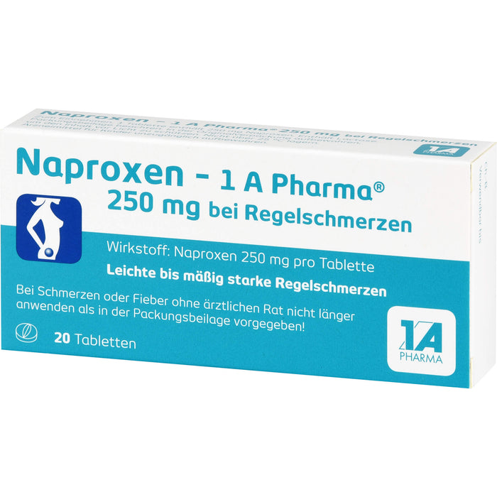 Naproxen - 1 A Pharma 250 mg Tabletten bei Regelbeschwerden, 20 pcs. Tablets