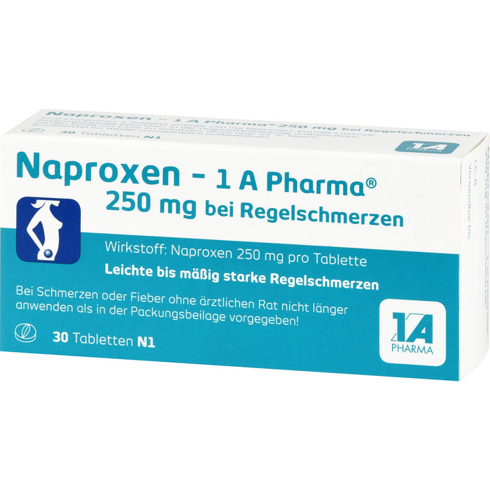 Naproxen - 1 A Pharma 250 mg Tabletten bei Regelschmerzen, 30 pcs. Tablets