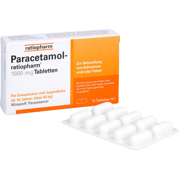 Paracetamol-ratiopharm 1000 mg Tabletten, 10 pc Tablettes