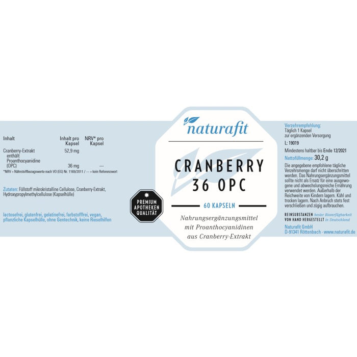 naturafit Cranberry 36 OPC Kapseln, 60 pc Capsules