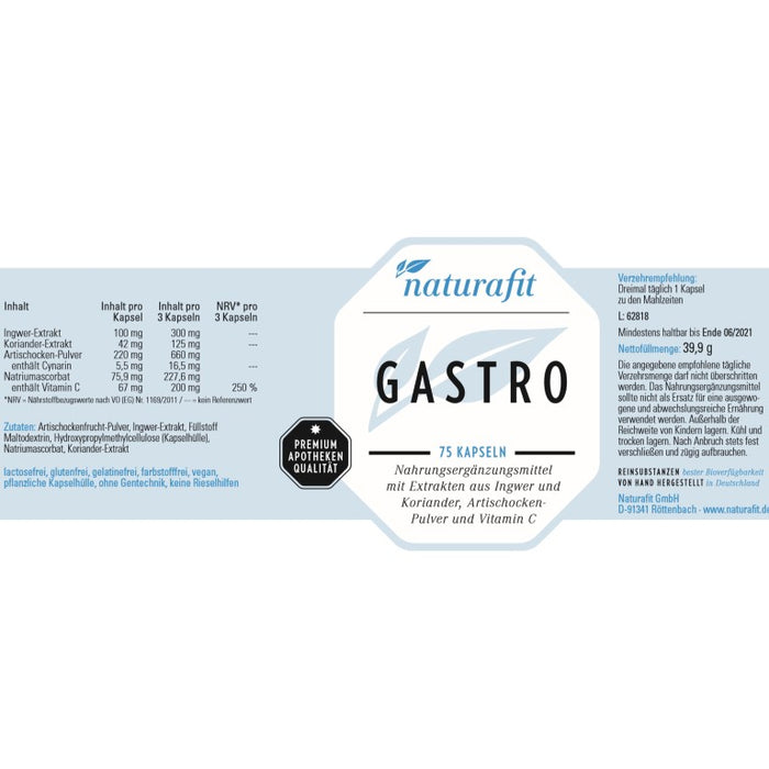 naturafit Gastro Kapseln, 75 St. Kapseln