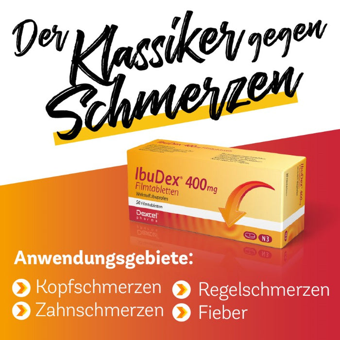 IbuDex 400 mg Filmtabletten bei Schmerzen und Fieber, 10 St. Tabletten