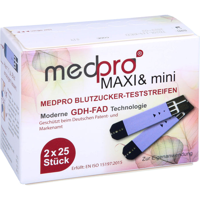 medpro MAXI & mini Blutzucker-Teststreifen einzeln, 2X25 St TTR