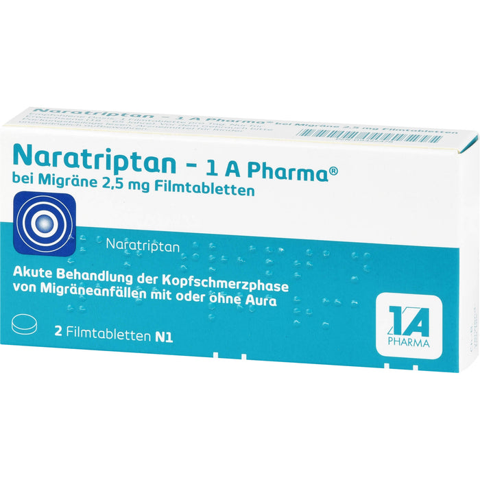 Naratriptan - 1 A Pharma bei Migräne 2,5 mg Filmtabletten, 2 pc Tablettes