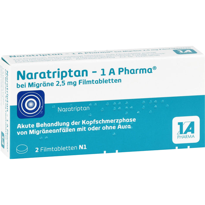 Naratriptan - 1 A Pharma bei Migräne 2,5 mg Filmtabletten, 2 pc Tablettes