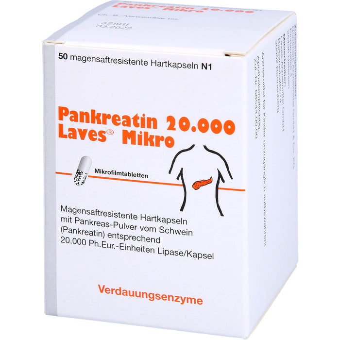 Pankreatin 20.000 Laves Mikro, Magensaftresistente Hartkapseln, 50 St KMR