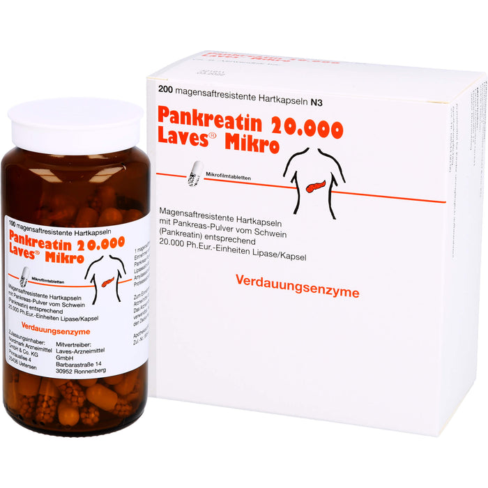 Pankreatin 20.000 Laves Mikro Hartkapseln Verdauungsenzyme, 200 pcs. Capsules