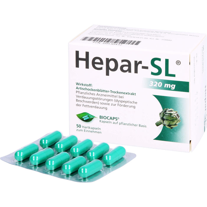 Hepar-SL 320 mg Kapseln auf pflanzlicher Basis bei Verdauungsstörungen, 50 pc Capsules