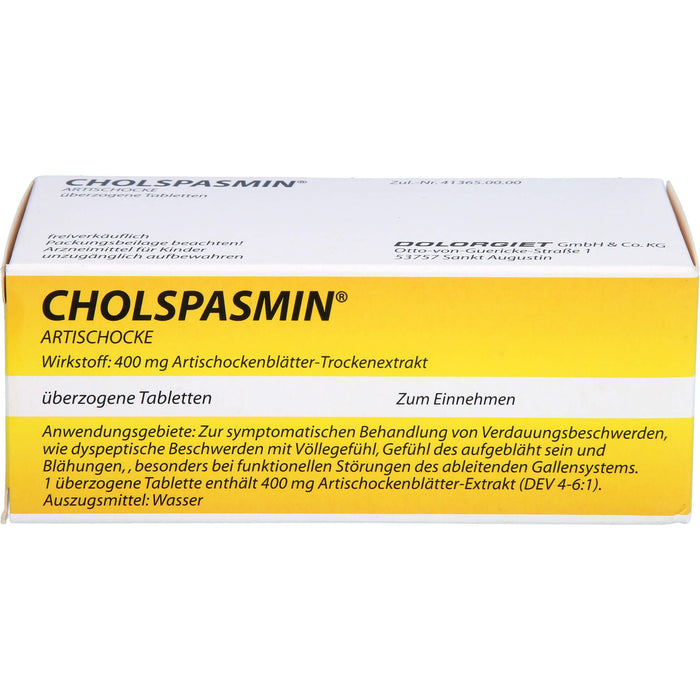 CHOLSPASMIN Artischocke Tabletten, 50 pc Tablettes