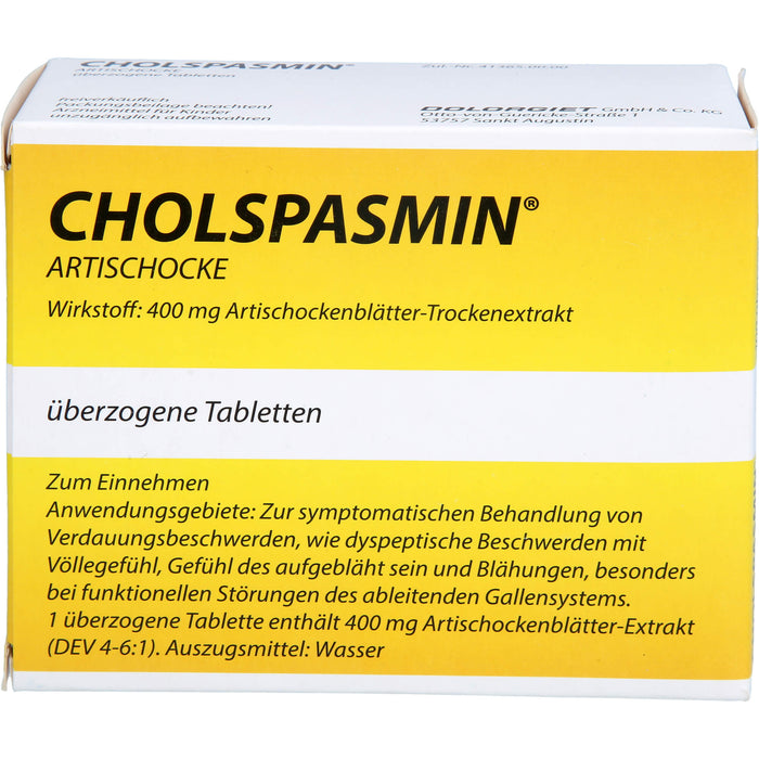 CHOLSPASMIN Artischocke Tabletten, 100 pc Tablettes