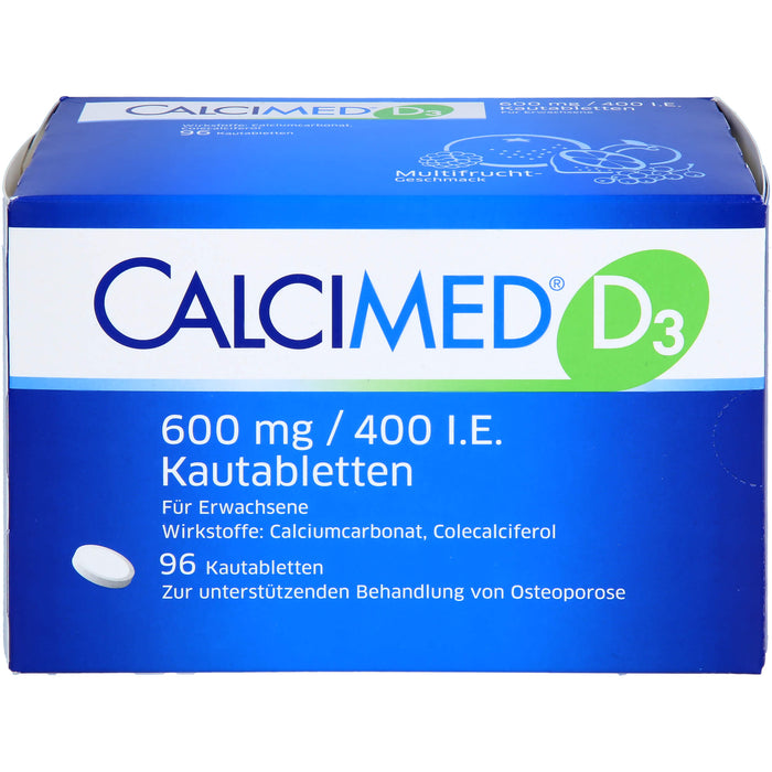 CALCIMED D3 600 mg/ 400 I.E. Kautabletten bei Osteoporose, 96 pc Tablettes